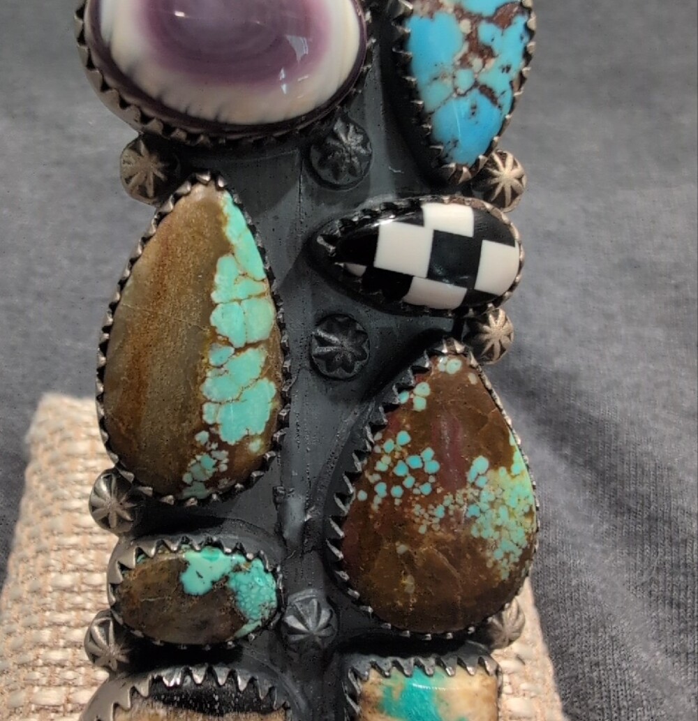 Handcrafted Multi Turquoise Statement Ring - Picture 4 of 5